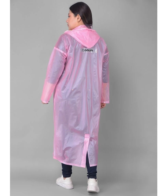 Dollar Polyester Long Raincoat - Pink - None