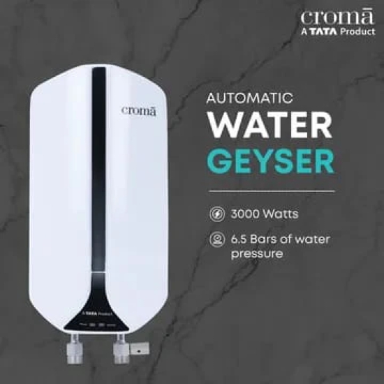 Croma 3 Litres Instant Water Geyser (3000 Watts, White)