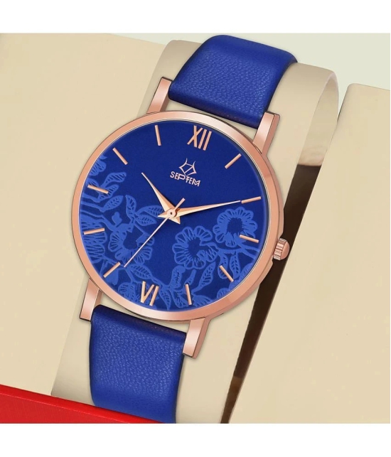 Septem Blue Leather Analog Womens Watch