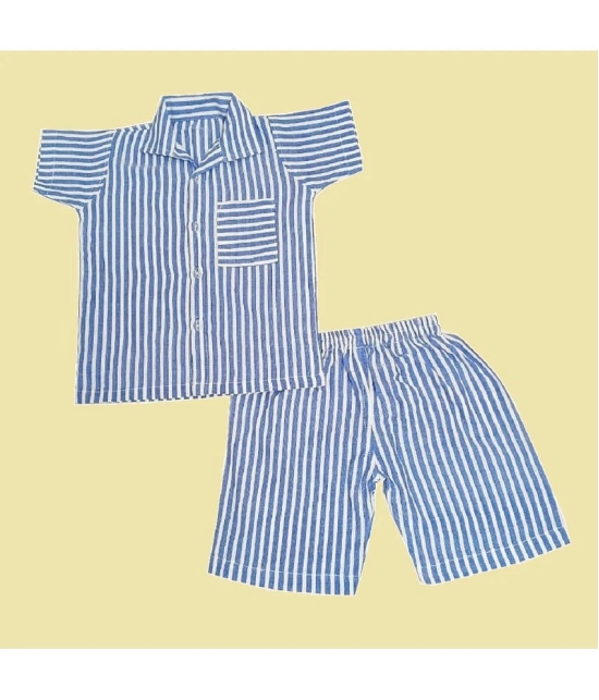 harshvardhanmart Blue Cotton Boys Shirt & Shorts ( Pack of 1 ) - None