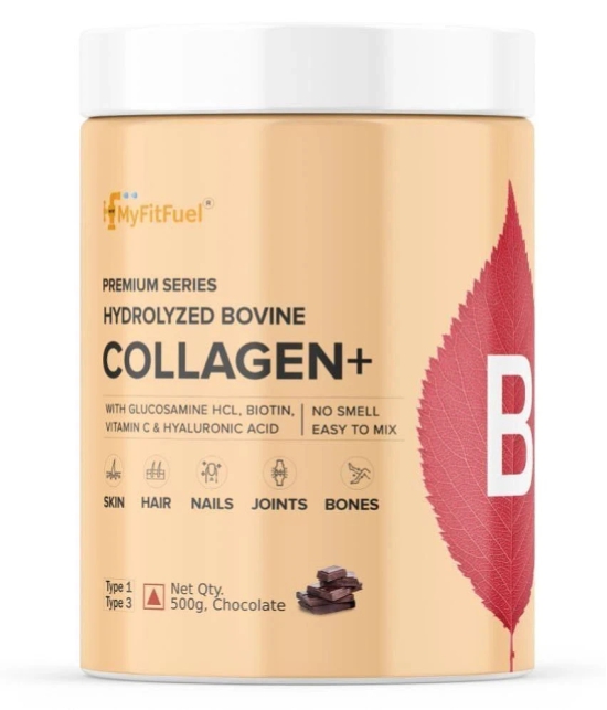 MyFitFuel Hydrolyzed Bovine Collagen with Hyaluronic Acid, Biotin, Zinc & Vitamin C. 500g, Chocolate