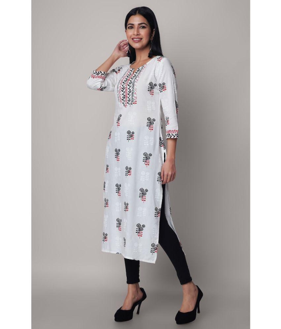 GOD BLESS - White Rayon Womens Straight Kurti ( Pack of 1 ) - None