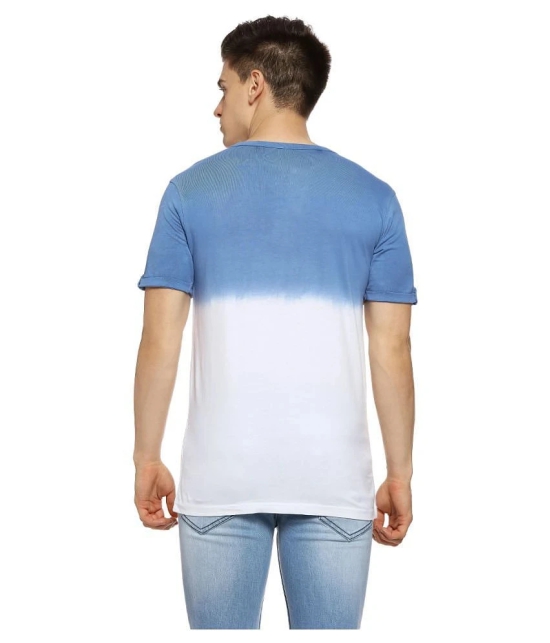 Campus Sutra Cotton Blue Self Design T-Shirt - None