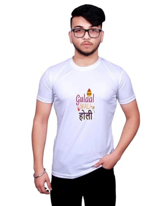 NITYANAND CREATIONS Round Neck White Holi T-Shirt for MEN-HOLI-T-SHIRT-11575-XL