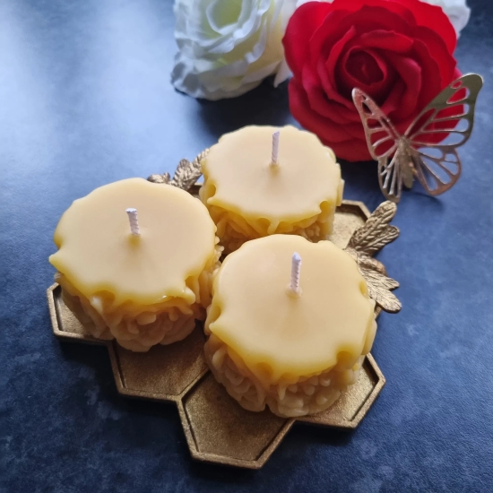 Set of 3 | Pure Beeswax Votive Candles | 1.6oz-Yellow