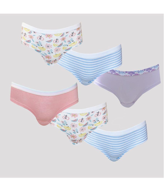 Ariel - Multi Cotton Blend Girls Panties ( Pack of 6 ) - None