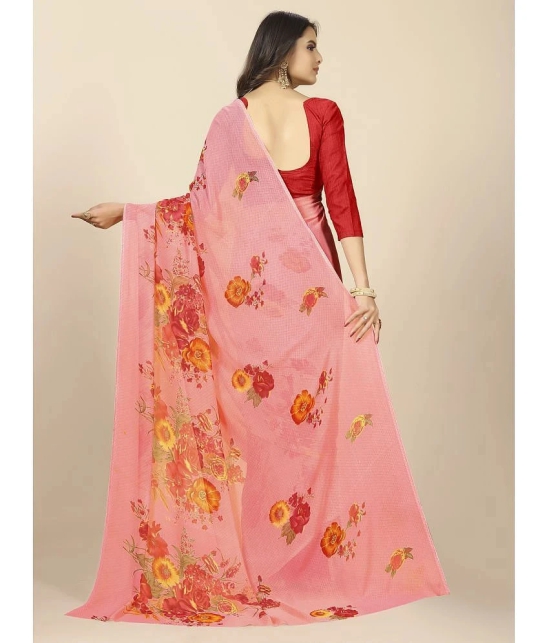 Rangita Women Floral Printed Georgette Saree With Blouse Piece - Peach - Peach