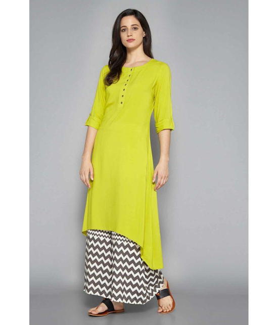 Pistaa - Lime Green Viscose Womens Asymmetrical Kurti ( Pack of 1 ) - None