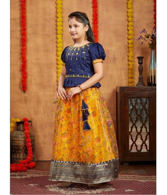 Aarika Navy Blue Silk Girls Lehenga Choli Set ( Pack of 1 ) - None