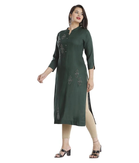 HIGHLIGHT FASHION EXPORT - Green Viscose Womens Straight Kurti ( Pack of 1 ) - XL