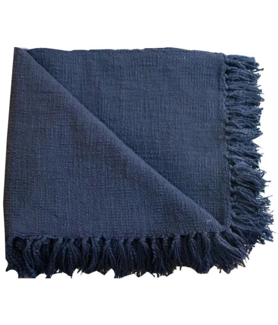 Hugs n Rugs - 3 Seater Cotton Throw ( Pack of 1 ) - Blue