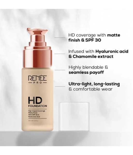 RENEE PRO HD Foundation - Fir, Seamless HD Coverage with Matte Finish & SPF15, 30 Ml