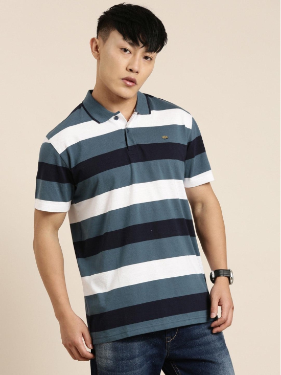 Blue Striped Polo T-shirt-XXL / Multicolor