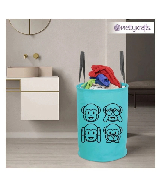 PrettyKrafts Folding Laundry Basket for Clothes with Handle, Toys Organiser, 45 Litre, (Pack of 2)