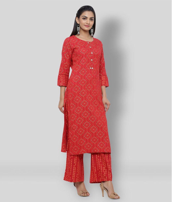 KIPEK - Red Straight Rayon Womens Stitched Salwar Suit ( Pack of 1 ) - M