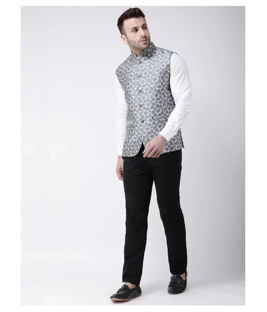 Hangup Grey Polyester Blend Nehru Jacket - None