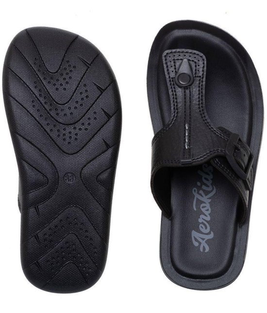 Aerokids Stylish Fashion Slipper for Boys | Comfortable | Lightweight | Anti Skid | Casual Office Footwear (CS95_BLACK_35) - None