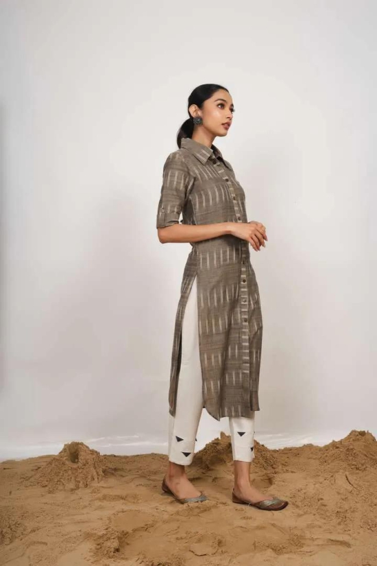 Grey Ikat Kurta-L