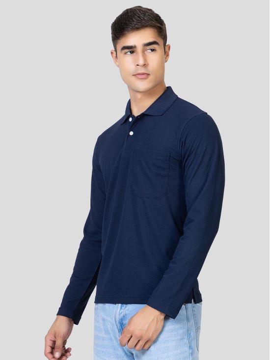 YHA - Navy Blue Cotton Blend Regular Fit Mens Polo T Shirt ( Pack of 1 ) - None