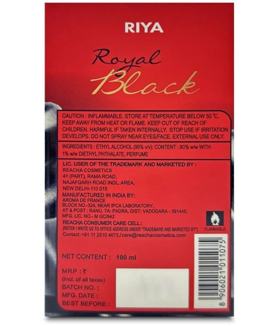 Riya Royal Black Eau De Parfum (EDP) For Unisex 100 ML ( Pack of 1 )