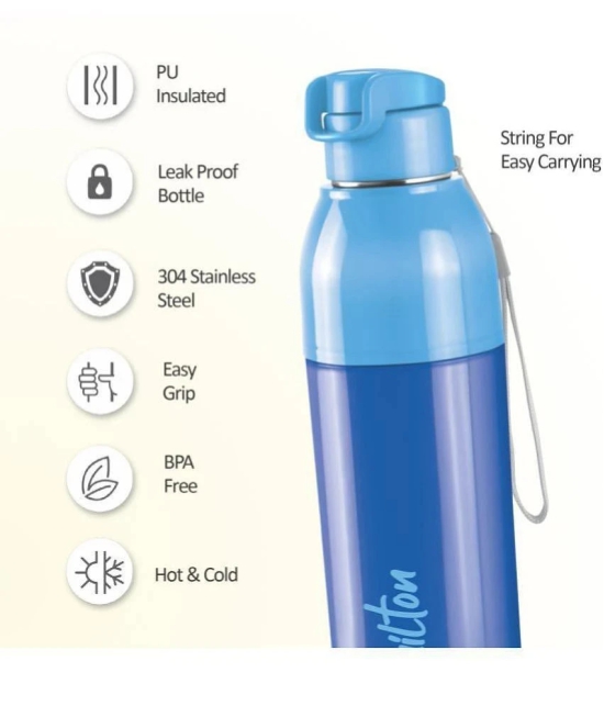 Milton - STEEL CONVEY 600,BLU Blue School Water Bottle 520 mL ( Set of 1 ) - Blue