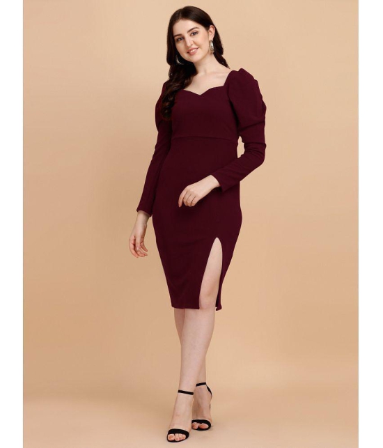 Sheetal associates - Maroon Cotton Blend Women's Bodycon Dress ( Pack of 1 ) - None