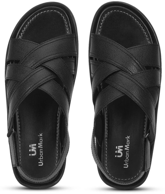 UrbanMark Men Comfortable Faux Leather Slip-On Floaters Sandals - None