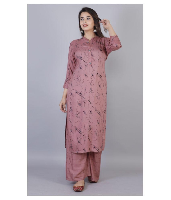 JC4U - Mauve Straight Rayon Women''s Stitched Salwar Suit ( Pack of 1 ) - L