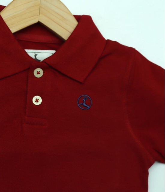 Boys Maroon Solid Polo T-Shirt