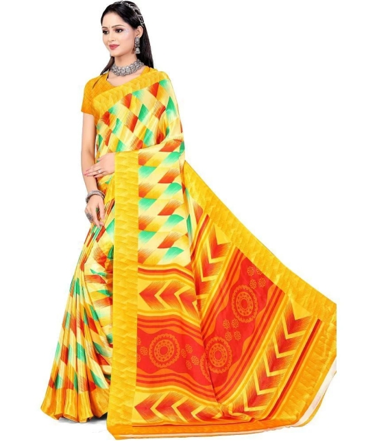 LEELAVATI - Yellow Crepe Saree With Blouse Piece ( Pack of 1 ) - Yellow