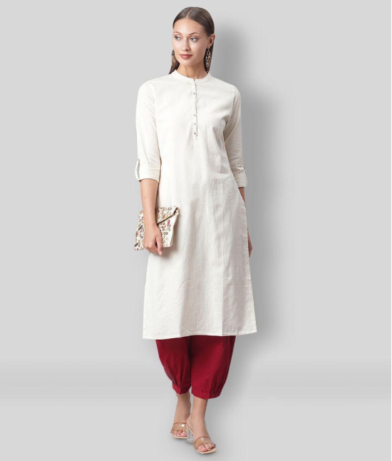 Divena - Beige Cotton Blend Women''s Straight Kurti - XXL