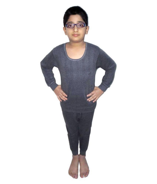 HAP Kings Round Neck Grey Melange Winter Thermal Set of Top & Trouser   /Thermal for Boys and Girls - None