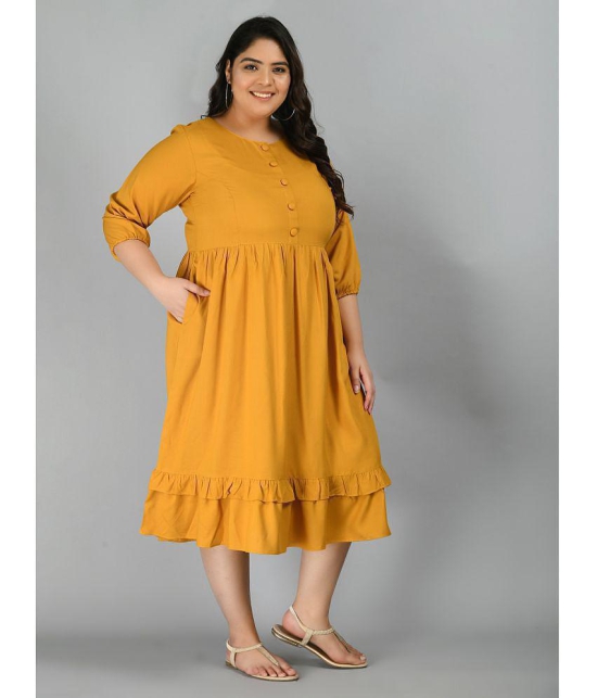 PrettyPlus by Desinoor - Mustard Rayon Womens A-line Dress ( Pack of 1 ) - None