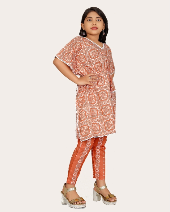 Girls Fashionable Ethnic Set Kaftan & Bottom Set And Like Kaftan Dress Kurti-Blue / 12 - 13 Years