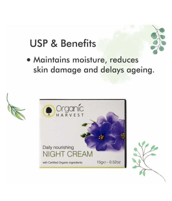 Organic Harvest Nourishing Night Cream For Women With Olive Oil & Soybean Extract, Overnight Repair & firming, Reduce Fine Lines & Wrinkles - 15gm