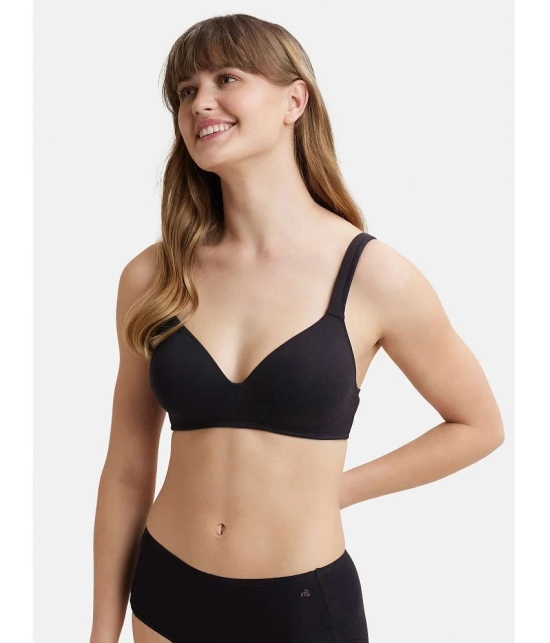 Jockey FE57 Wirefree Padded Super Combed Cotton Elastane Full Coverage Lounge Bra - Black - None