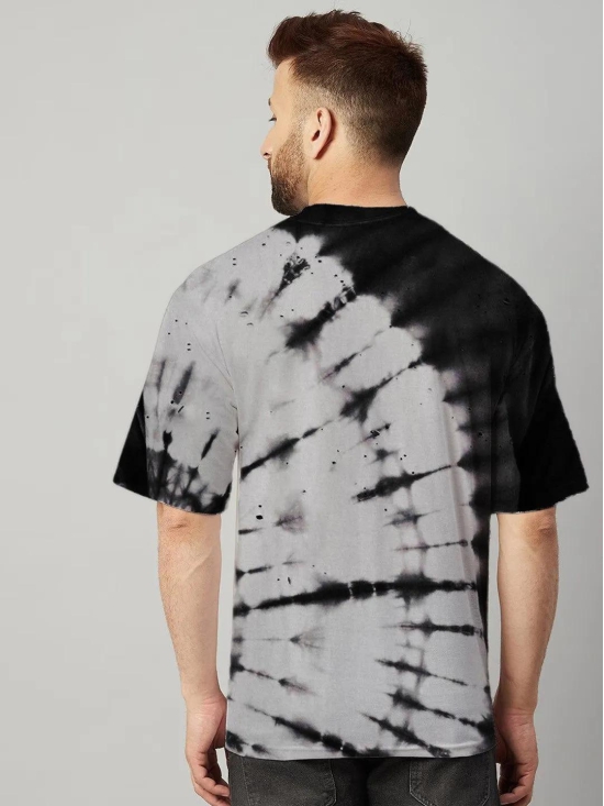 Black And Grey Tie And Die Oversize T-shirt - Shop Now!-XXL / Black