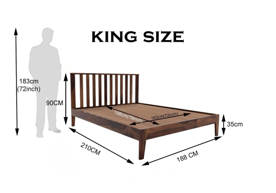 TWIN BED KING Sheesham Wood (Honey Finish)-Brown