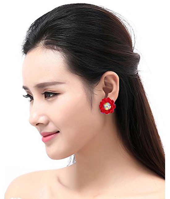 YOUBELLA Red Danglers Earrings ( Pack of 1 ) - Red