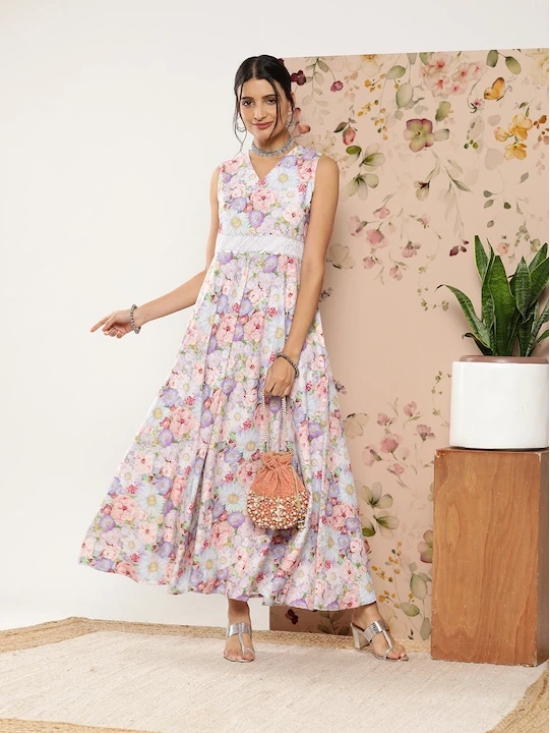 Women Floral Printed Maxi Ethnic Dress