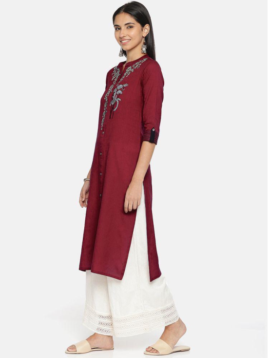 Alena - Maroon Cotton Women's Front Slit Kurti - XXL