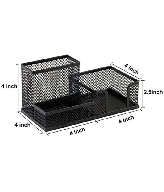 GEEO 3 Compartment Metal Mesh Desk Organizer Stationary Storage Stand Pen/Pencil Holder for Office, Home, and Study Table Small Items Storage Box