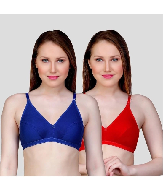 TCG Pack of 2 Cotton Blend Non Padded Womens Push Up Bra ( Blue ) - None