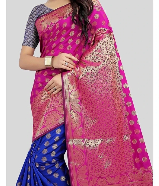 Gazal Fashions - Pink Banarasi Silk Saree With Blouse Piece ( Pack of 1 ) - Pink