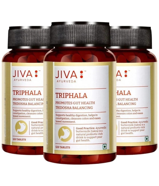 Jiva Triphala 120 Tablet | 100% Pure & Natural Ayurvedic Formulation | Antibacterial & Anti-Oxidants | Detoxify Immunity Booster | Blood Purifier Bowel Wellness | Relives Constipation - 120 