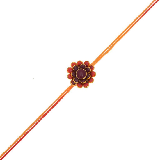 Indi Rang Resin Copper and Pearl Rakhi for Unisex-Adult (Yellow)