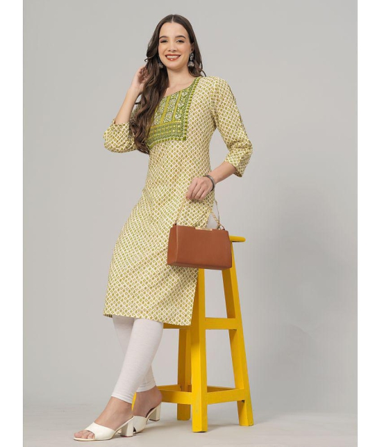 HIGHLIGHT FASHION EXPORT Cotton Printed Straight Womens Kurti - Yellow ( Pack of 1 ) - None