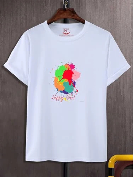 NITYANAND CREATIONS Round Neck White Holi T-Shirt for MEN-HOLI-T-SHIRT-11582-XL