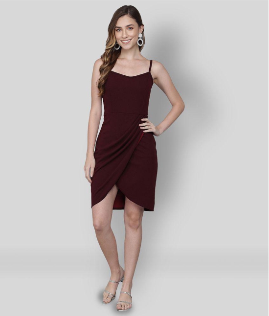 Addyvero - Maroon Cotton Blend Women's Bodycon Dress ( Pack of 1 ) - S