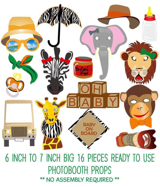 Party Propz 121Pcs Jungle Safari Theme Party Decorations Set Happy Birthday Banner, Jungle Theme Photobooth, Multicolour Latex Balloons, Green Foil Curtain, Glue Dot and Arc for Kids Birthda